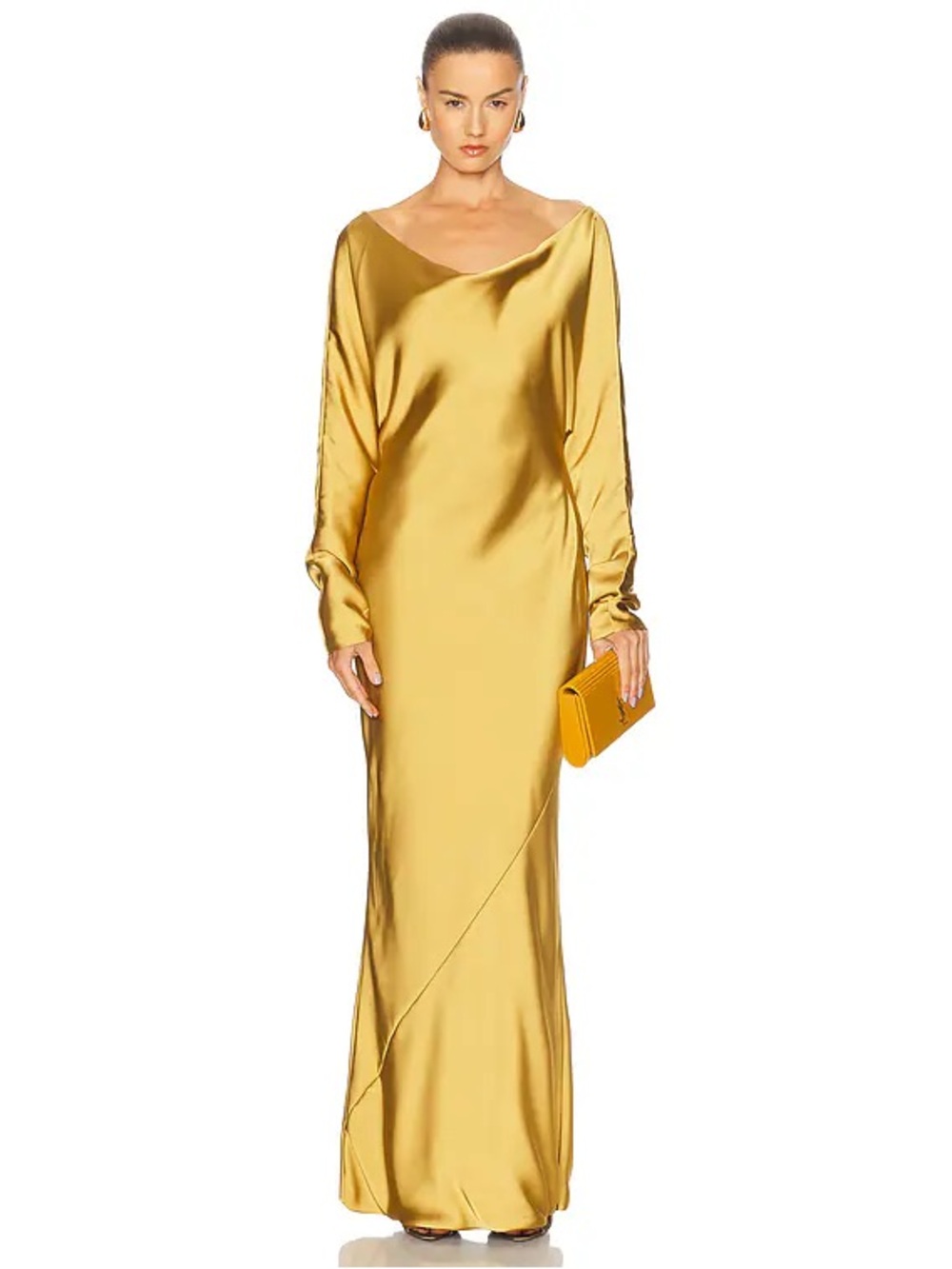 Norma Kamali Maria Draped Satin Gown Chartreuse Asparagus XS